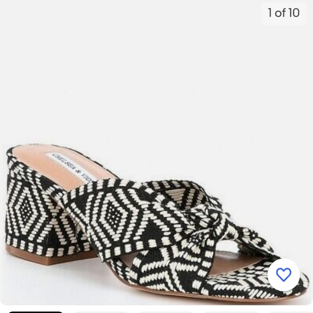 Chelsea & Violet Gia Knot Mules Black & White